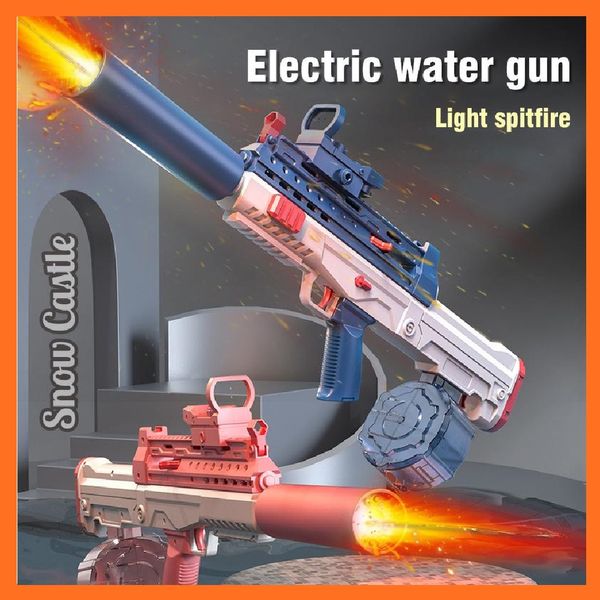 Водный автомат электрический на аккумуляторе Water Gun с большой обоймой Розовый 010059 фото