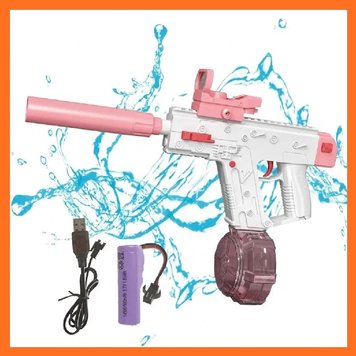 Акумуляторний водяний пістолет Vector Water Gun Рожевий з великою обоймою барабан 010063 фото