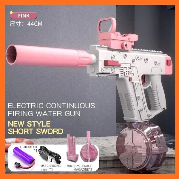 Аккумуляторный водяной пистолет Vector Water Gun Розовый с большой обоймой барабан  010063 фото