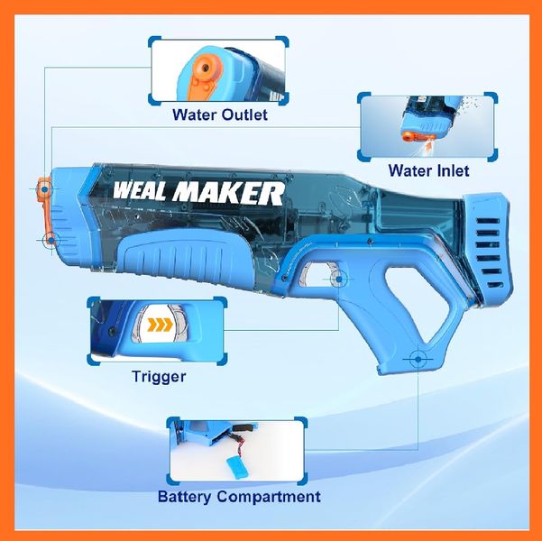 Водяной мощный автомат, Синий электрический  Weal Maker, с насосом  010064 фото