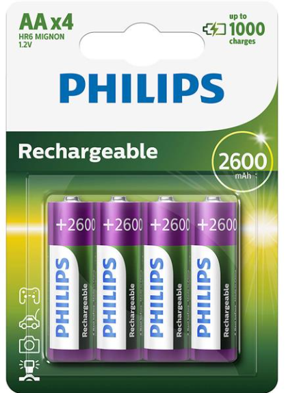 Акумуляторнні батарейки Philips Rechargeable АА, 2600mАh 4шт 05100 фото