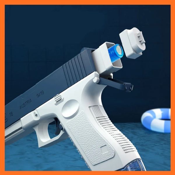 Аккумуляторный водяной пистолет Glock 18 Water Gun Синий + большая обойма барабан 010016 фото