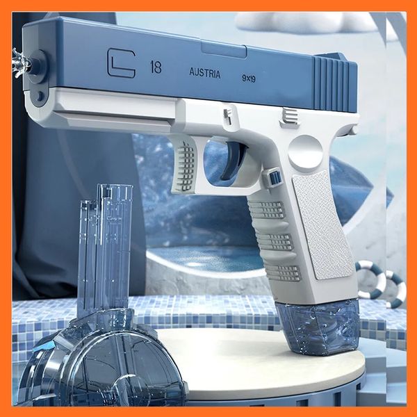 Акумуляторний водяний пістолет Glock 18 Water Gun Синій + велика обойма барабан 010016 фото