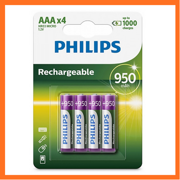 Акумулятор Philips AAA 950mAh NiMh 4 шт 05102 фото