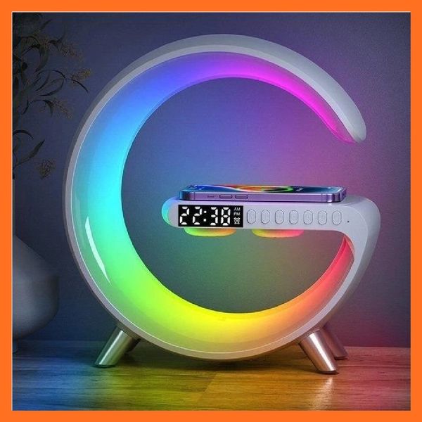 Нічник з бездротовою зарядкою та Bluetooth колонкою G11, з USB / Акумуляторний RGB світильник G11 W фото