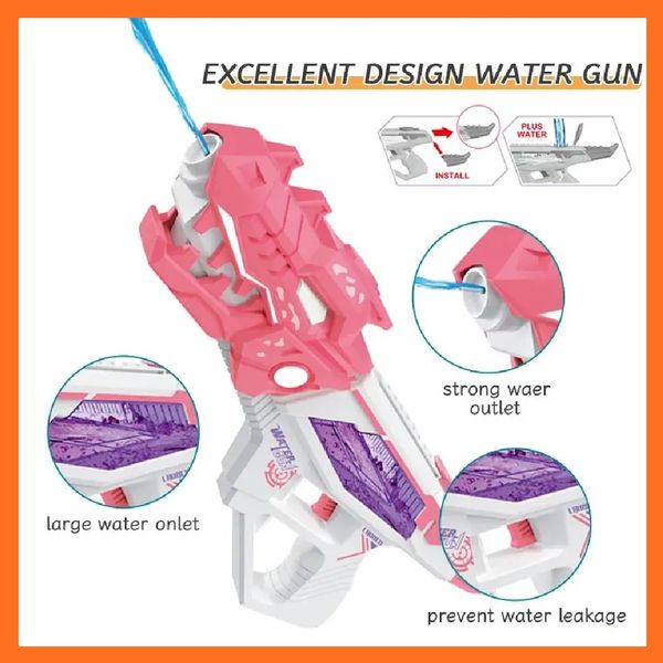 Водний пістолет на акумуляторі Динозавр Water Gun Рожевий 010027 фото